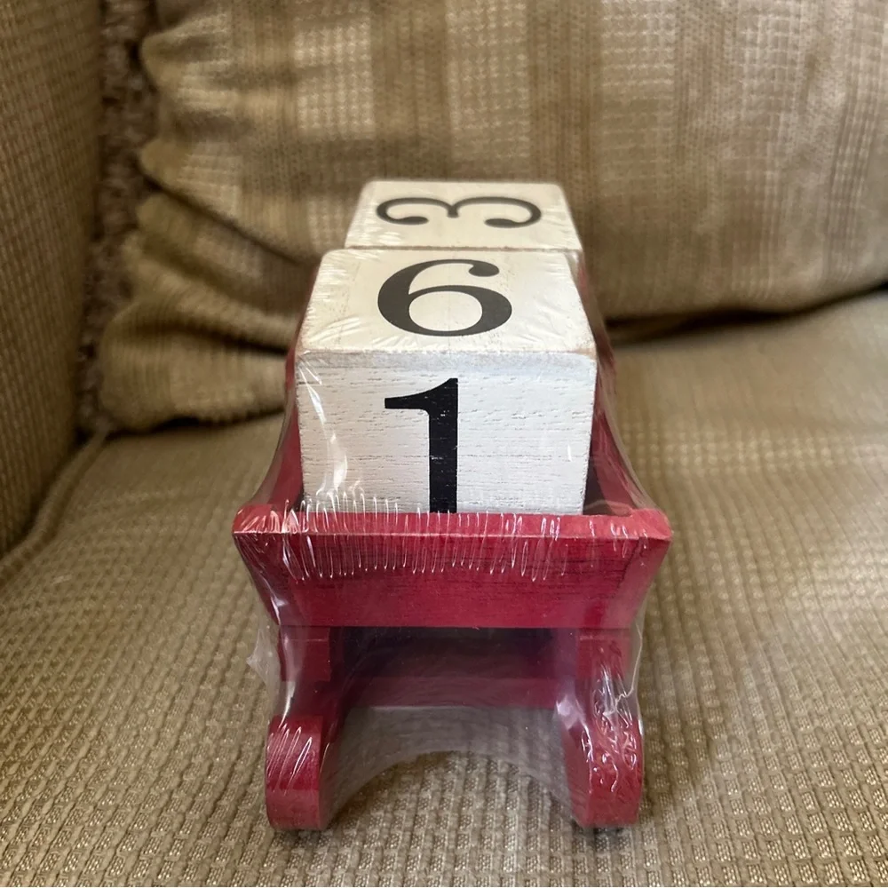 Red Wooden Sleigh Advent Calendar Wood Blocks Countdown Until Christmas NEW